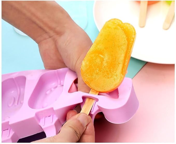 Cute Foot Popsicle Molds Silicone Footprint Ice Pop Molds Homemade Popsicle Silicone Mold with 100pcs Popsicle Sticks Reusable Easy Release Ice Pop Maker (Foot)