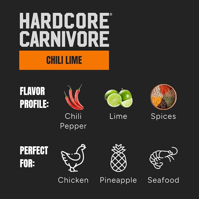 Hardcore Carnivore Chili Lime Seasoning for Chicken & Seafood, 12oz | Made with Real Lime Juice and Balanced Chile Heat. Great on Tacos and Street Corn. MSG Free & Gluten Free