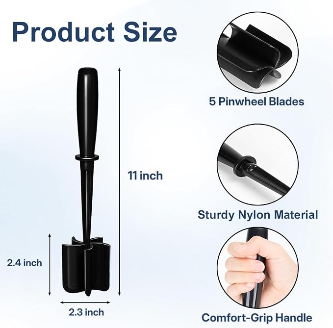 Meat Chopper, Premium Heat Resistant Meat Masher | 5 Blades Ground Beef Masher, Non Stick Hamburger Smasher, Nylon Potato Masher, Dishwasher Safe, Black
