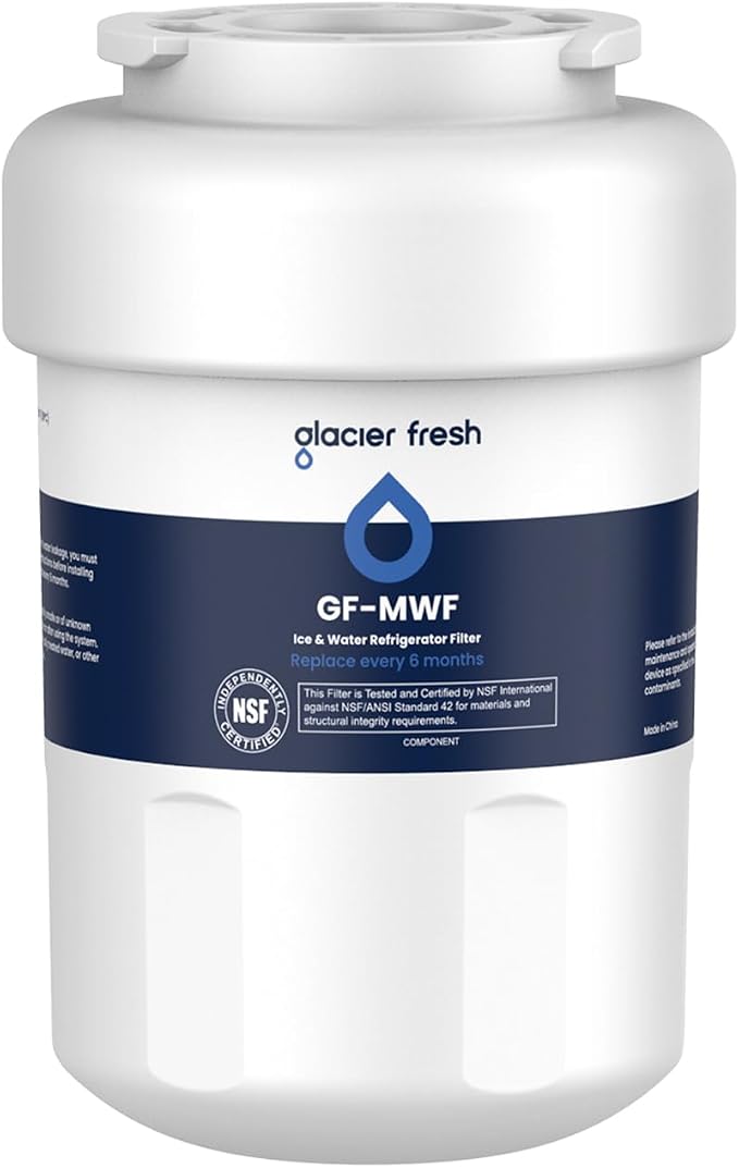GLACIER FRESH MWF Refrigerator Water Filter Compatible with GE, 1-Pack | Compatible with SmartWater MWFP, MWFA, GWF, HDX FMG-1, WFC1201, RWF1060, 197D6321P006, Kenmore 9991