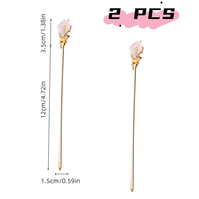 2 Pcs Gold Hair Stick Metal Rhinestone Hair Fork Traditional Hair Chopsticks for Women Vintage Hair Accessories