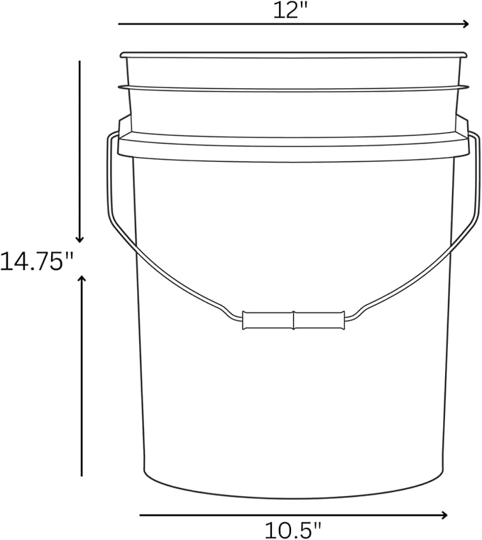 House Naturals 5 Gallon Premium HPDE Plastic Bucket - Made in USA Food Grade Storage Container, BPA Free All Purpose Pail (2, Lime)