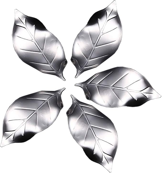 ChezMax Pack of 5 Zinc Alloy Chopsticks Spoon Forks Knives Tableware Rest Set, Leaves