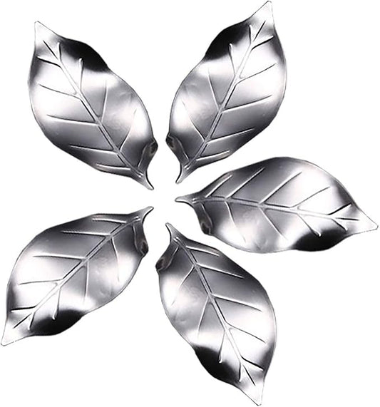 ChezMax Pack of 5 Zinc Alloy Chopsticks Spoon Forks Knives Tableware Rest Set, Leaves