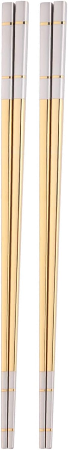 Reusable Stainless Steel Chopsticks,Dishwasher Safe , Easy to Use(2 PCS,Gold)