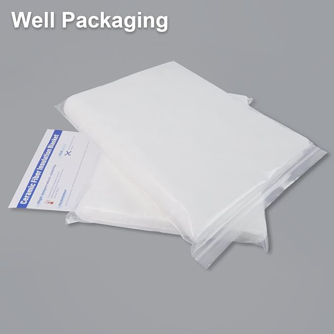 Ceramic Fiber Insulation, 2 Pieces 24"x15.7"x1"Thick, 2600F Fireproof Insulation Blanket for Wood Stove Baffle, Fireplace, Pellet Stove, Chimney, Furnace, Boiler, Pizza Ovens and Forge