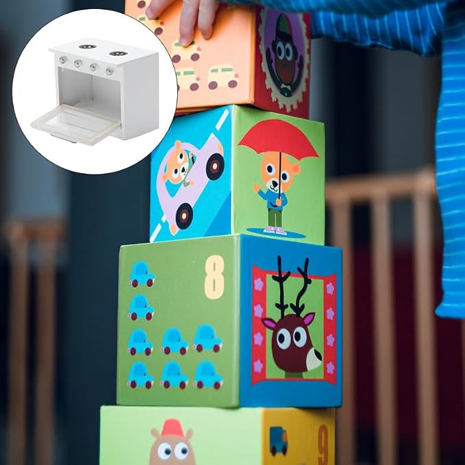 VICASKY Dollhouse Miniature Stove Kitchen Toys for Dollhouse - 1 12 Scale Kitchen Accessory Mini White Plastic Stove Cooking Cabinet Scenery Cooker Furniture DIY Supplies for Kids Play and Decor
