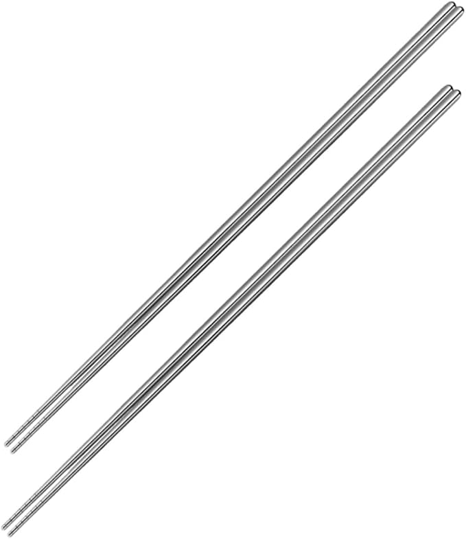 Extra Long Stainless Steel Cooking Chopsticks 17.7 Inch Thickened Anti-Slip Metal Sticks for Hot Pot Frying Noodles Kitchen Use 2 Pairs