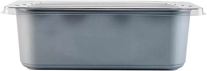 Restaurantware-RW Base 5 Quarts Ice Cream Containers, 100 Rectangle Disposable Containers - Durable, With Clear Lid, Black Plastic Box, For Ice Creams, For Cafes