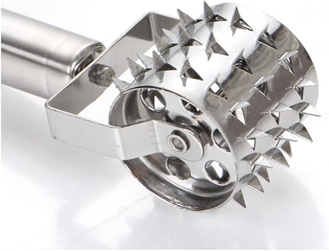 Meat Tenderizer- Stainless Steel Meat Tenderizer Roller Rolling Hammer-Pizza Roll Meat Needle Pin Hole Punch for Steak Chicken Pork Beef