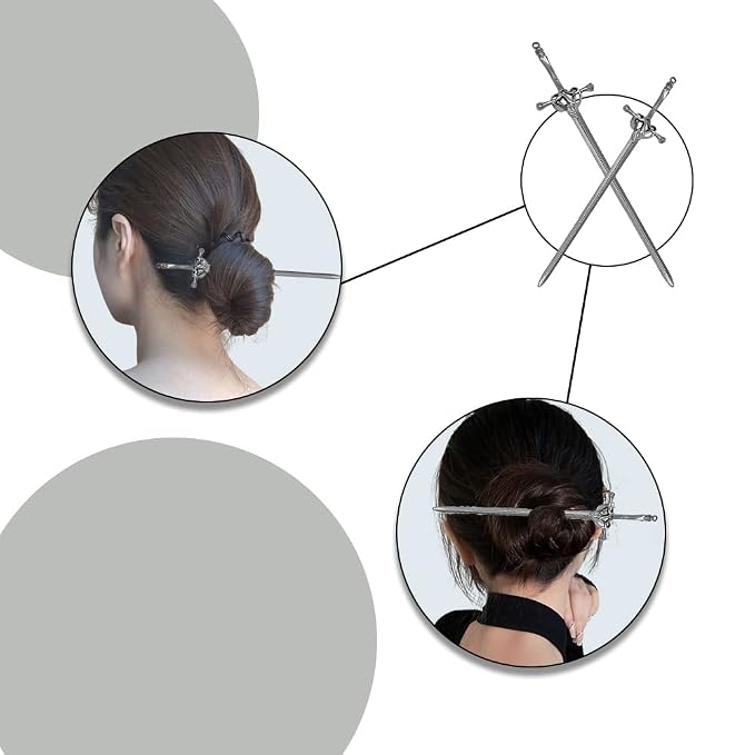 2 Pcs Vintage Girls Hair Chopsticks Comics Chinese Style Hair Pin Women Styling Hair Stick Hairpins for Long Hair, Hair Accessories (Black)
