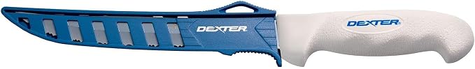 Dexter Outdoors SOFGRIP 8" Tiger Edge Scalloped Knife with Edge Guard | Tiger edge scalloped American stainless blade for tough cuts. Corrosion resistant, soft non-slip grip, edge guard included.