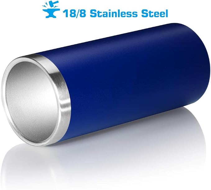 12 oz. Slim Can Cooler Insulated (Navy Blue) | Stainless Steel Holder