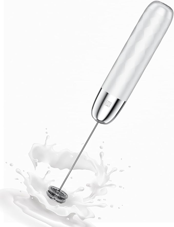 Maestri House Rechargeable Milk Frother, LunaFro Mini Handheld Electric Foam Maker Detachable Stainless Steel Whisk Drink Mixer Foamer Mini Blender for Matcha, Lattes, Cappuccino, No Stand