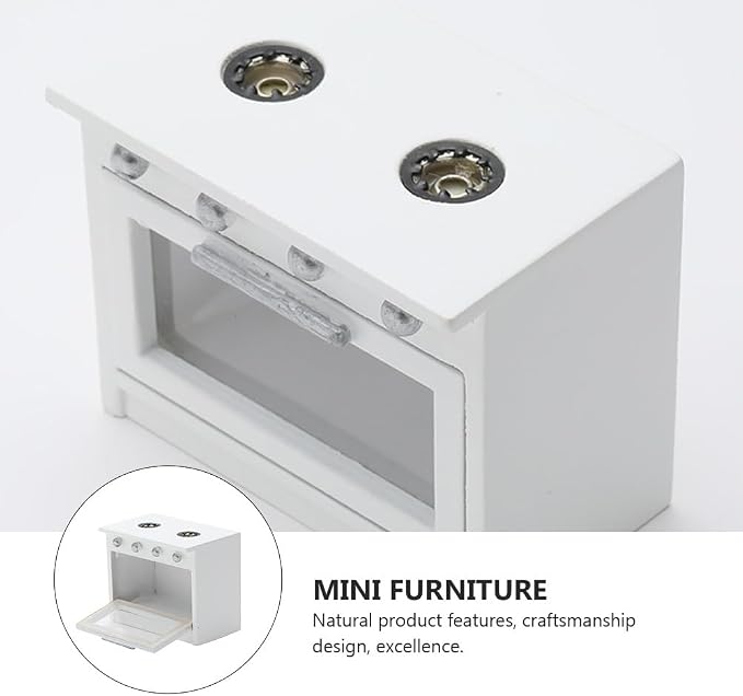VICASKY Dollhouse Miniature Stove Kitchen Toys for Dollhouse - 1 12 Scale Kitchen Accessory Mini White Plastic Stove Cooking Cabinet Scenery Cooker Furniture DIY Supplies for Kids Play and Decor