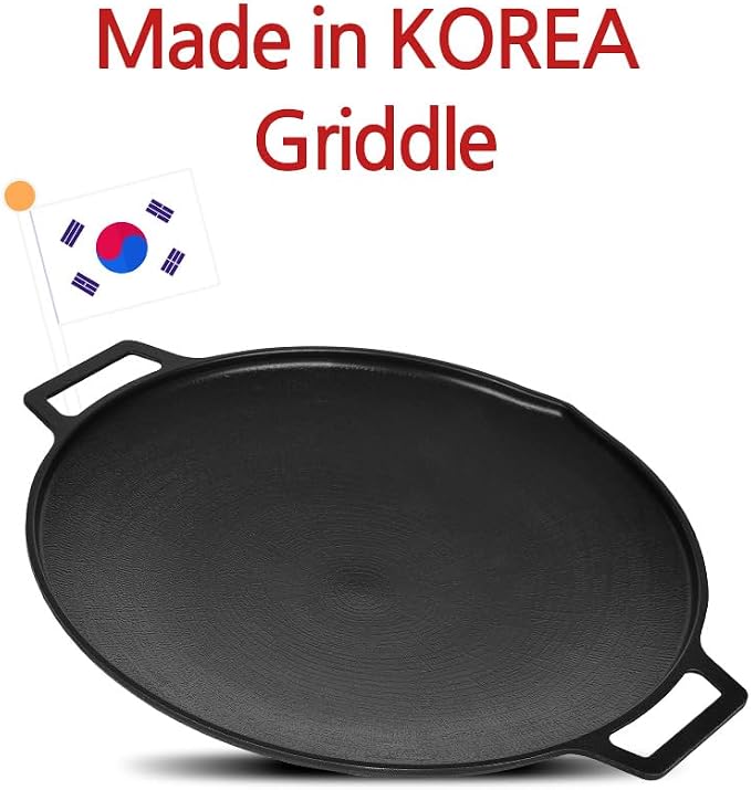 Korean BBQ 2 IH Griddle Grill Pan with Bag, Nonstick Coating, All Stove(Gas, Electric & Induction), Indoor Outdoor Griddle(14in)