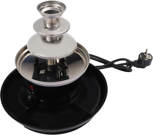 Chocolate Fountain, 3-Tier Mini Chocolate Fountain Machine, Electric Chocolate Melting Fountain Machine, Stainless Steel Electric Chocolate Fondue Fountain for Cheese, BBQ Sauce, Syrup,