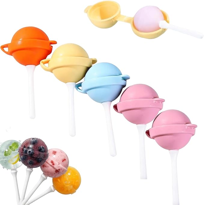 Silicone Lollipop Ice Cream Maker Molds,Funny Lollipop Ice Pop Mold,Colorful DIY Ice Pop Mold for Summer Parties,Reusable Popsicle Molds (5)