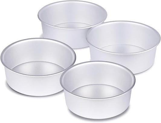 HomeMall 4 x 2 inch Round Cake Pan Set of 4, Aluminum Baking Pans for Mini Cakes, Heavy Duty Non-Stick, Evenly Baking Tools for Home Kitchen, Birthday Wedding Anniversary