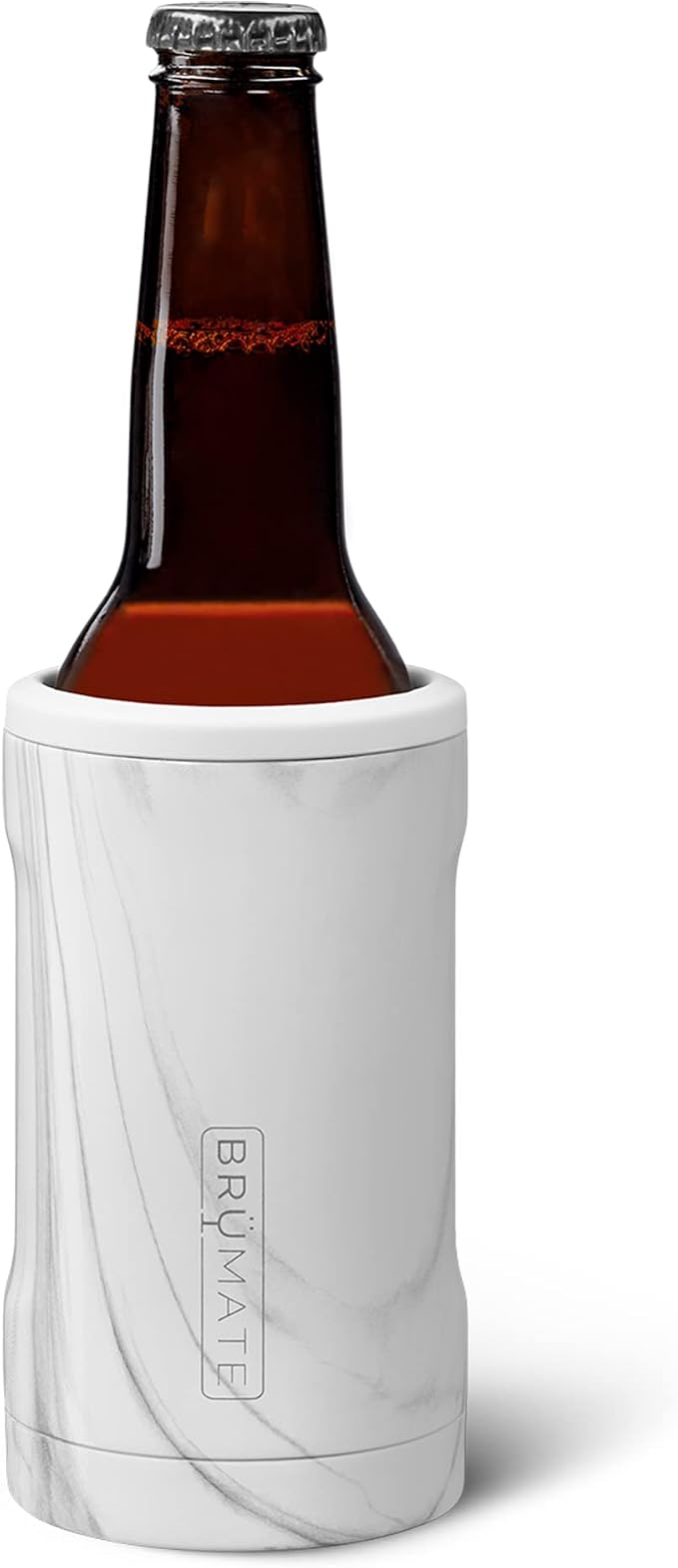 BrüMate Hopsulator Bott'l Insulated Bottle Cooler for Standard 12oz Glass Bottles | Glass Bottle Insulated Stainless Steel Drink Holder for Beer and Soda (Carrara)