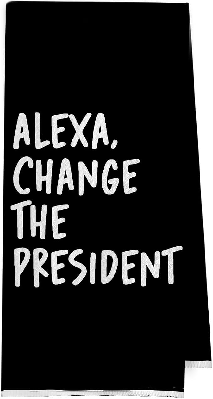 Black Funny Political Kitchen Towels 16x24 Inch, Funny Hand Towels for Bathroom Decor, Change The President Dish Towel Drying Cloth for Kitchen