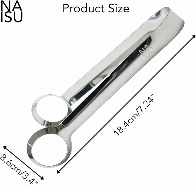 NAISU Premium Clear Ice Tongs, 430 Stainless Steel for Precision Grip for Clear Ice Spheres, Rust-Resistant for Bar & Home Use, Ice Ball Tongs, Ice tong for whisky ice