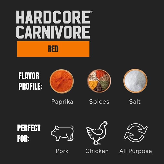 Hardcore Carnivore Core Pack, BBQ Rub Seasonings, Set of 4 | Includes Black, Red, Tex Mex and Sweet BBQ rubs. Four signature Texas flavors, gluten free with no MSG or artificial colors.