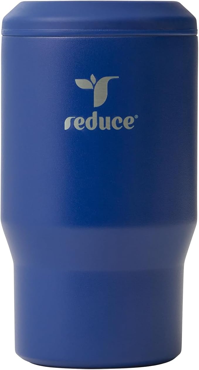 Reduce 4-in-1 Drink Cooler - Versatile Can & Bottle Holder with Vacuum Insulation - Keeps Drinks Cold Up to 4 Hours - Includes Bottle Opener - Fits Cupholders & Dishwasher Safe - 14oz - Go Blue