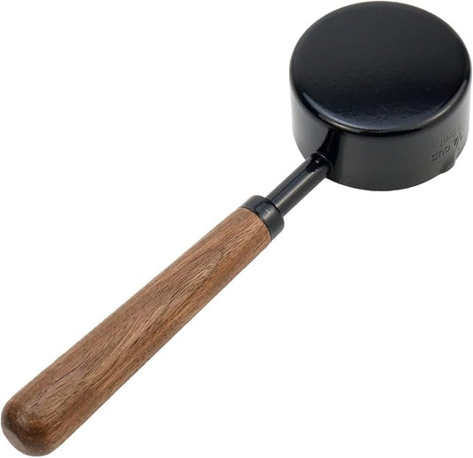 1pcs 1/4 Cup Measuring Cup with Wooden Handle Stainless Steel Measuring Scoop 60ml Measuring Spoon Black 1/4 Measuring Cups for Baking Cooking Wet and Dry Ingredients (60ml)