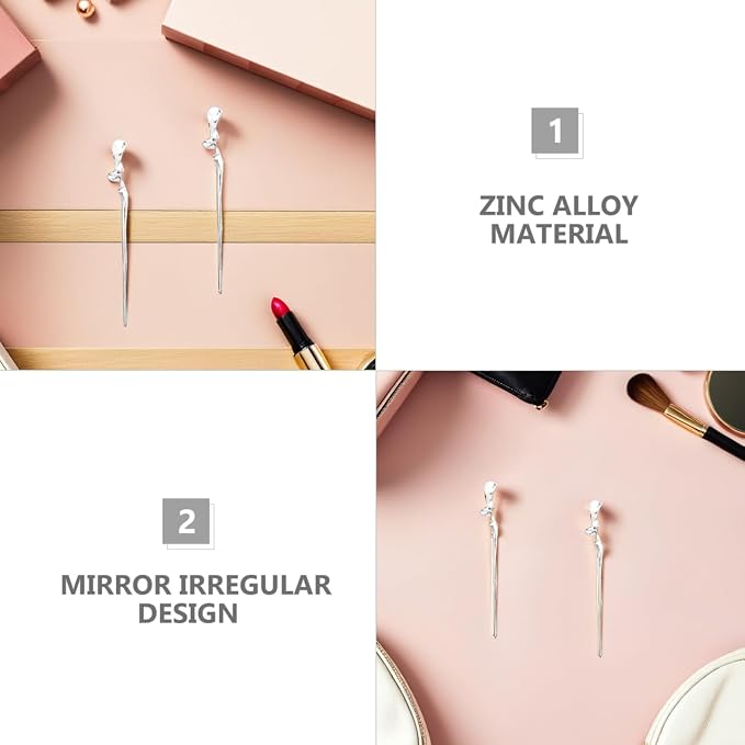 Lurrose 2 Pcs Chinese Hair Sticks Metal Hair Pins for Buns Vintage Accessories Women Styling Tools for Weddings Parties Daily Use