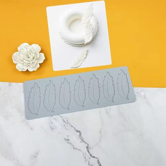 3D Hollow Leaf Fondant Lace Mold Multi Leaves Flower Candy Mold Chocolate Sugar Craft Cake Decoration Cupcake Top (I Feather_11.8 * 4.2 * 0.12inch)