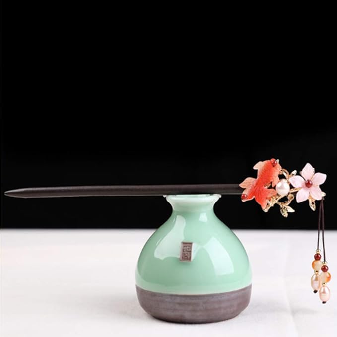 Wooden Hair Pins 7.08" Chinese Goldfish Flower Hair Sticks For Long Hair Buns for Women