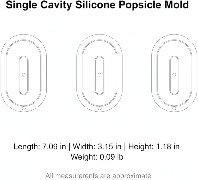 Fits Standard Freezer Drawers: Single Cavity Silicone Ice Pop Mold for Homemade Popsicles, Flexible Yellow or Pink Tray, 7.09 x 3.15 x 1.18 Inches