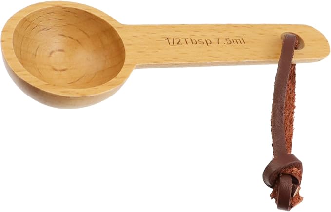 2pcs 7.5ml Wood Measuring Spoon and Scoop Wooden Tablespoon 7.5ml Measuring Scoop 1/2 TBSP Retro Coffee Spoons for Dry Ingredients Ground Tea Spice (Wood Color, 1/2TBSP)