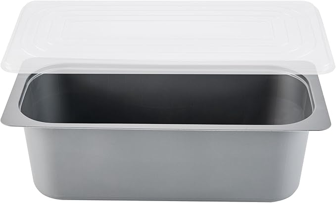 Restaurantware-RW Base 5 Quarts Ice Cream Containers, 100 Rectangle Disposable Containers - Durable, With Clear Lid, Black Plastic Box, For Ice Creams, For Cafes