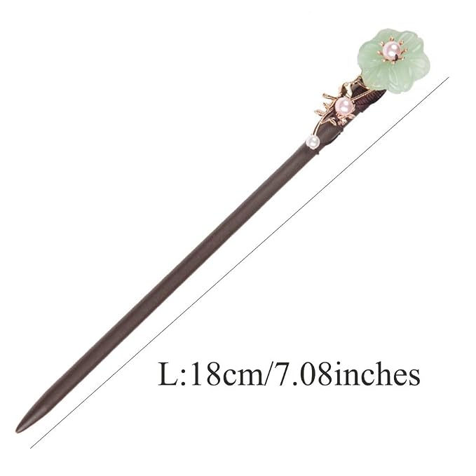 Wooden Hair Pins 7.08" Chinese Hair Sticks For Long Hair Buns (D)