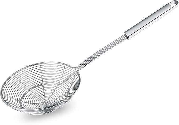 Spider Strainer Skimmer, Swify Stainless Steel Asian Strainer Ladle Frying Spoon with Handle for Kitchen Deep Fryer, Pasta, Spaghetti, Noodle, 5.5 Inch