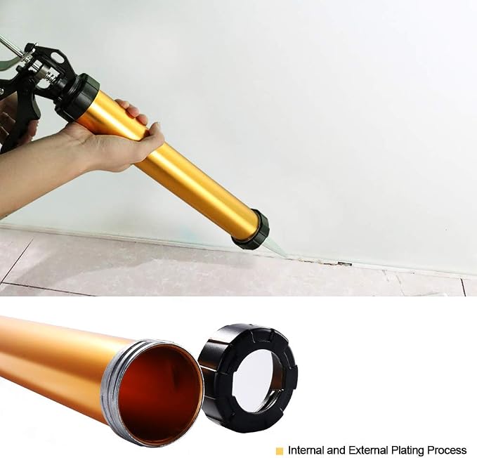 Sealant Sausage Caulking Gun Aluminium-600ml/20oz - 12:1 Thrust Ratio (Gold)