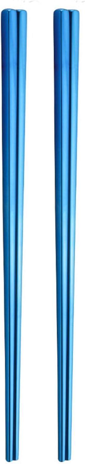 Stainless Steel Chopsticks,Reusable , Easy to Use（2 PCS,blue）
