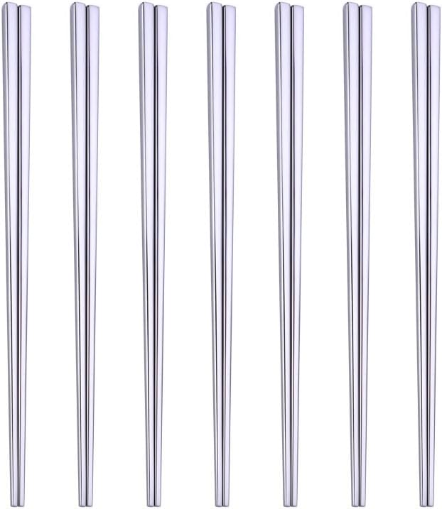 Stainless Steel Chopsticks,Reusable ,Dishwasher Safe , Easy to Use（7 PCS,silver）
