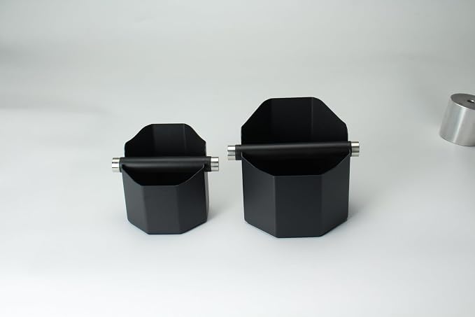 DIBTSA Espresso Knock Box, with Removable Knock Bar and Non-Slip Rubber Base, Espresso Accessory, Stainless Steel, Black, Large