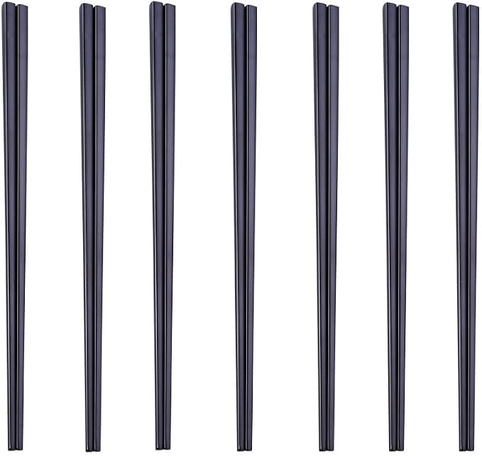 Stainless Steel Chopsticks,Reusable ,Dishwasher Safe , Easy to Use（7 PCS,black）