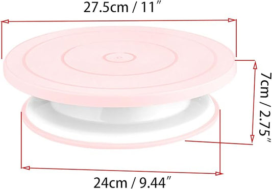 Cake Decorating Turntable 11 Inch Cake Turntable Anti-Slip Rotating Cake Stand for Decorating(1pcs Pink)