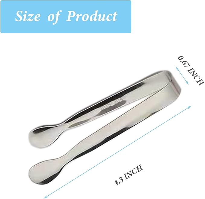 12PCS Ice Tongs Mini Sugar Tongs 4.25Inch Stainless Steel Small Serving Tong, Small Kitchen Tong for Appetizers,Tea Party, Coffee Bar, Desserts (Silver-12pcs)