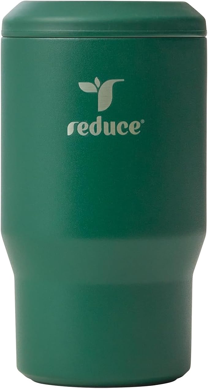 Reduce 4-in-1 Drink Cooler - Versatile Can & Bottle Holder with Vacuum Insulation - Keeps Drinks Cold Up to 4 Hours - Includes Bottle Opener - Fits Cupholders & Dishwasher Safe - 14oz - Big Green