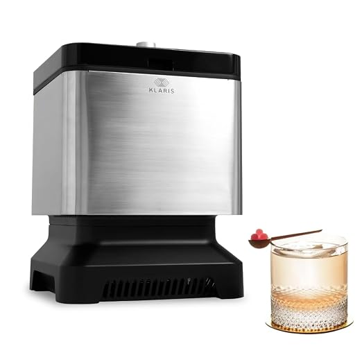 Klaris Clear Ice Maker, 4 Large 2-Inch Ice Cubes for Whiskey & Cocktails | Klaris Clear Ice Maker, Stainless Steel Shell, Reusable Ice Tray, Slow-Melting Ice, Ready in 8–12 Hours