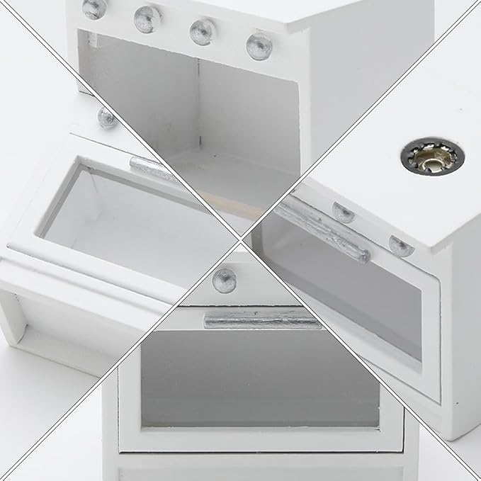 VICASKY Dollhouse Miniature Stove Kitchen Toys for Dollhouse - 1 12 Scale Kitchen Accessory Mini White Plastic Stove Cooking Cabinet Scenery Cooker Furniture DIY Supplies for Kids Play and Decor
