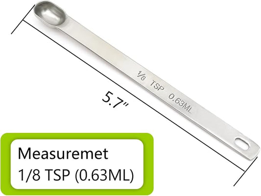 3PCS 1/8tsp (0.63ml) Single Measuring Spoon, Stainless Steel Long Handle Individual Teaspoons Only