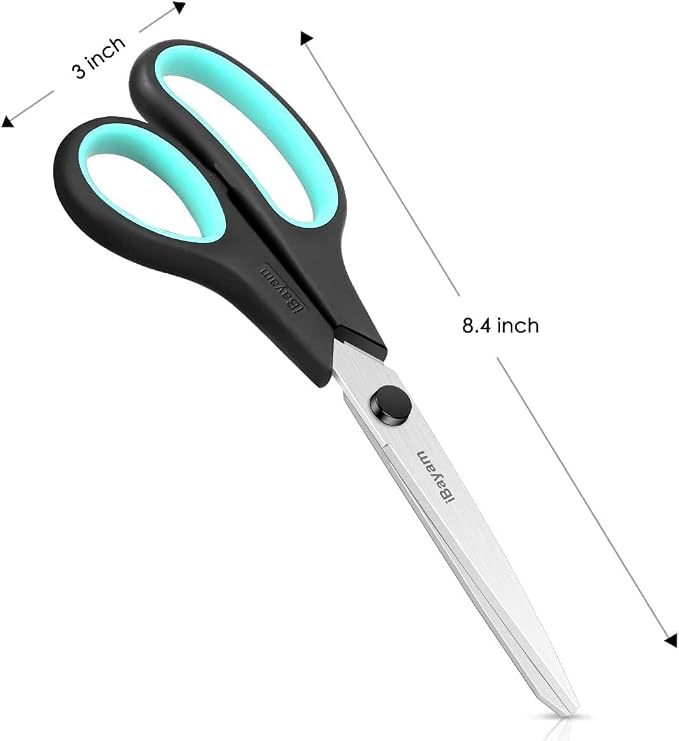 iBayam 8.5" All Purpose Sharp Black Scissors, Comfort-Grip Handles, 24-Pack | 2.5MM Thick Blade, School Student Teacher Classroom Must Have, Office Desk Home Sewing Fabric Supplies, Right & Left Handed