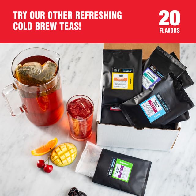 Tiesta Tea - Cherry Punch Cold Brew, Loose Leaf, Sweet Cherry Herbal Tea, Premium Iced, Non-Caffeinated Cold Brew Packets, Makes 64 oz of Pitcher Per Bag (Pack of 10)